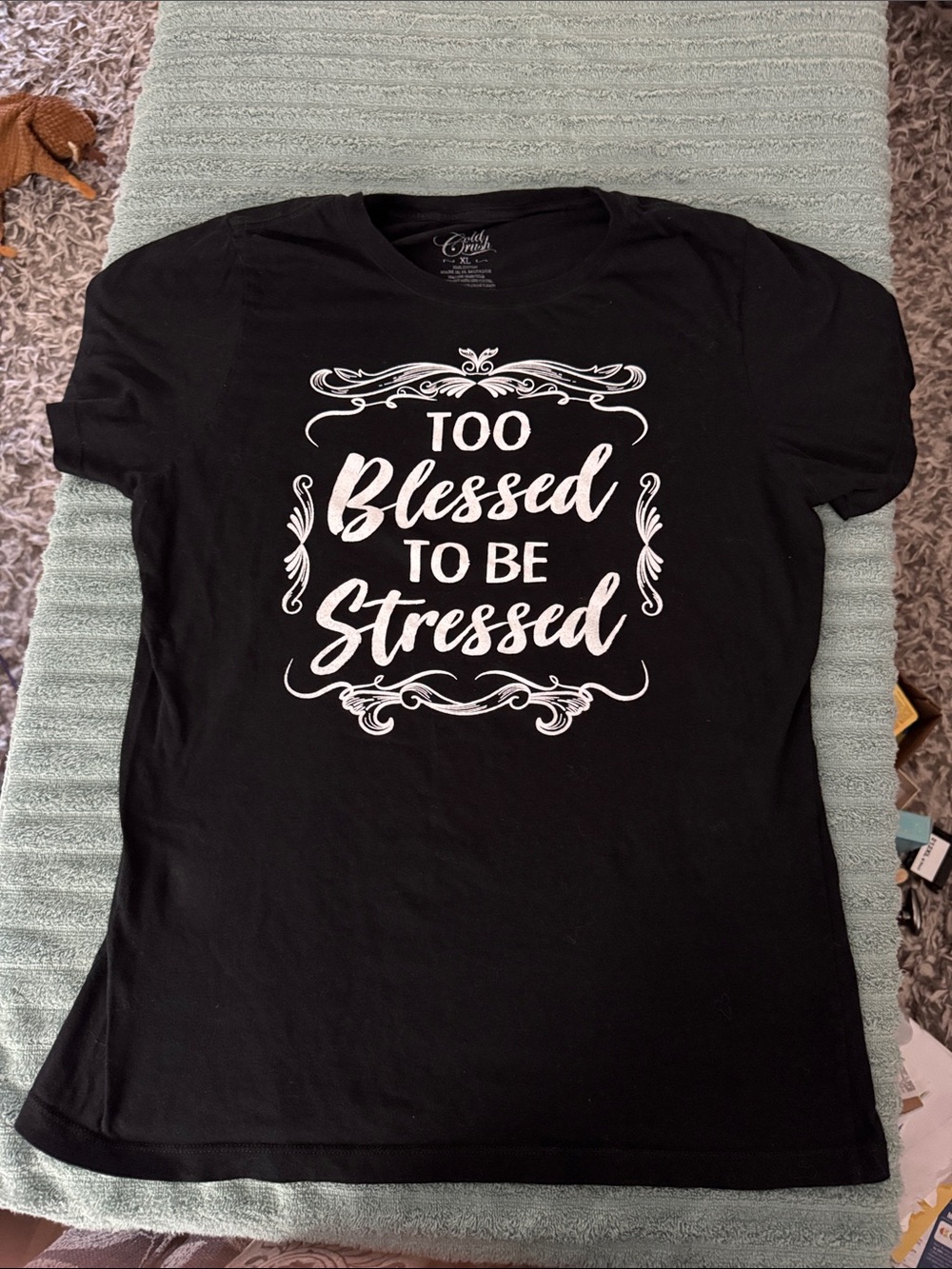Too Blessed To Be Stressed Graphic Tee - Black Gold Rush XL